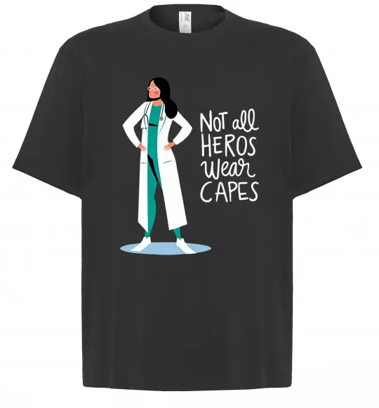 Футболка Оверсайз Not all heros wear capes Черный фото