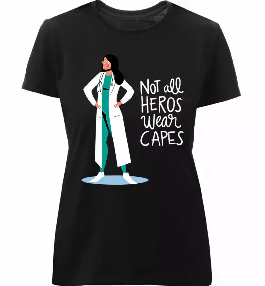 Женская премиум футболка Not all heros wear capes Черный фото