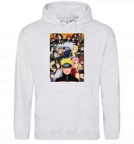 Мужская толстовка (худи) Аніме Наруто персонажі Серый меланж фото