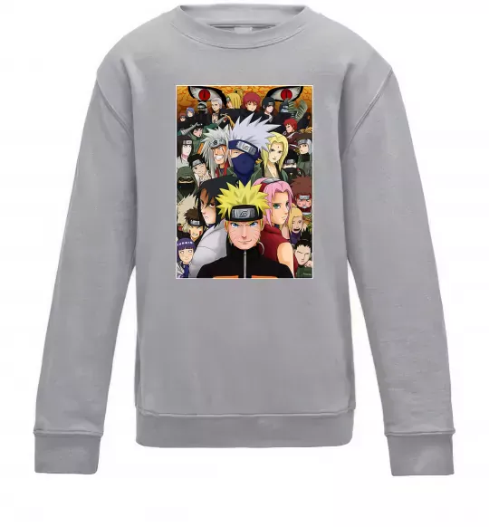 Детский Свитшот Аніме Наруто персонажі Серый меланж фото