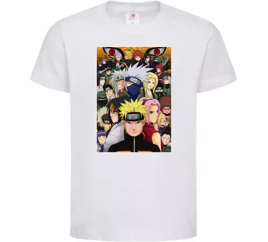 Детская футболка Аніме Наруто персонажі Белый фото