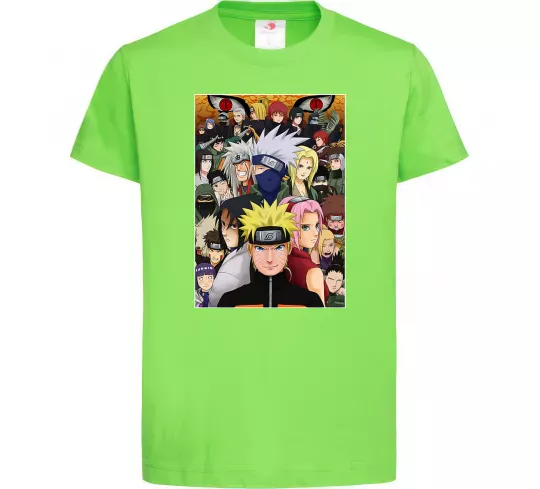 Детская футболка Аніме Наруто персонажі Лаймовый фото