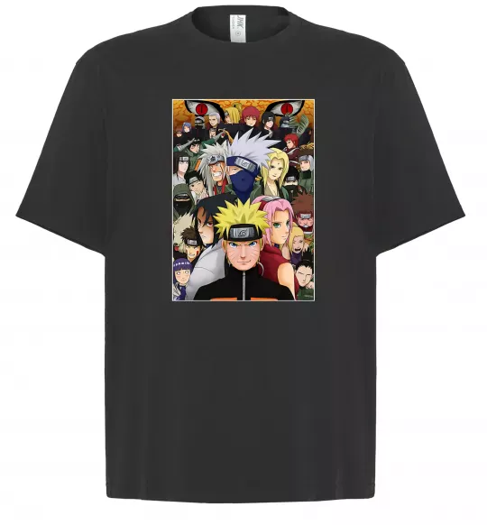 Футболка Оверсайз Аніме Наруто персонажі Чорний фото