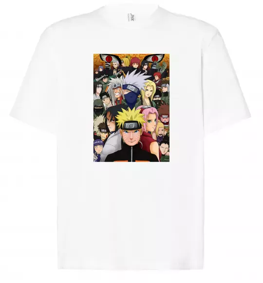 Футболка Оверсайз Аніме Наруто персонажі Білий фото