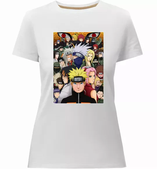 Женская премиум футболка Аніме Наруто персонажі Белый фото
