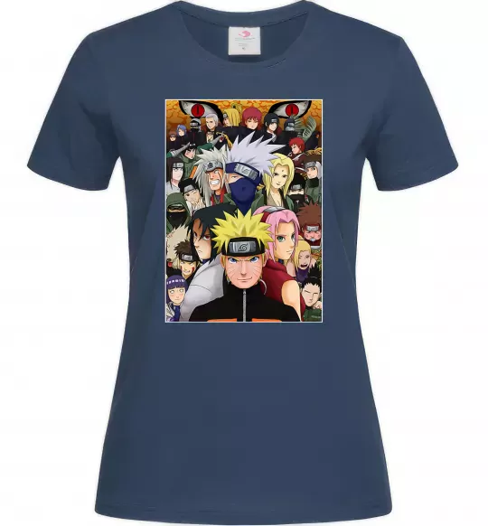 Жіноча футболка Аніме Наруто персонажі Темно-синій фото