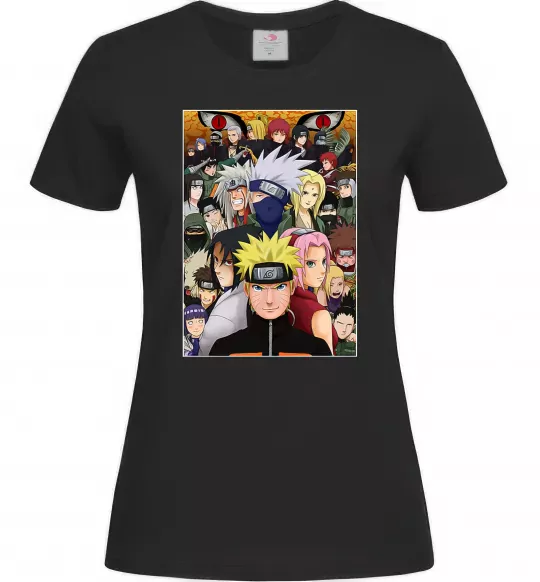 Жіноча футболка Аніме Наруто персонажі Чорний фото