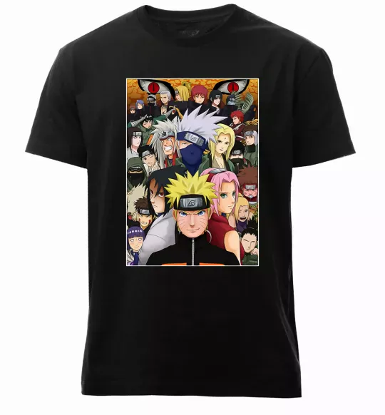Чоловіча преміум футболка Аніме Наруто персонажі Чорний фото