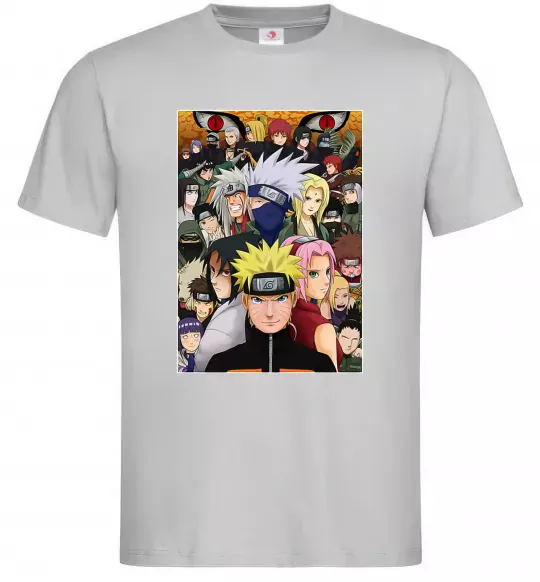 Чоловіча футболка Аніме Наруто персонажі Сірий фото
