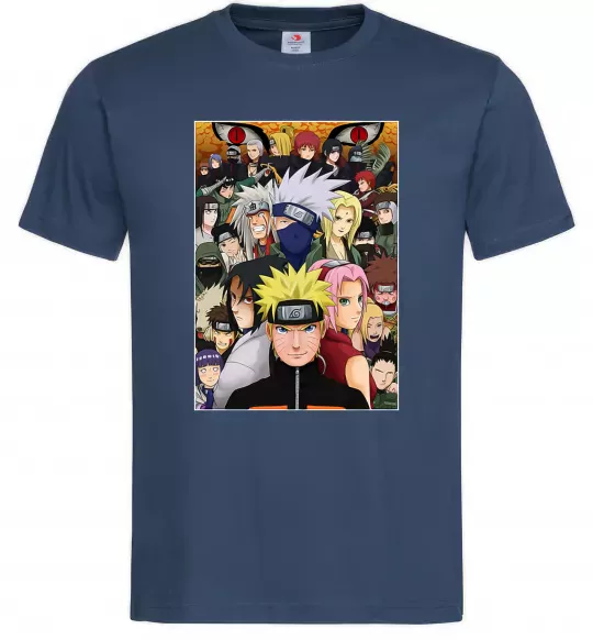 Чоловіча футболка Аніме Наруто персонажі Темно-синій фото