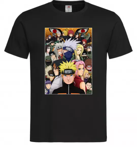 Чоловіча футболка Аніме Наруто персонажі Чорний фото