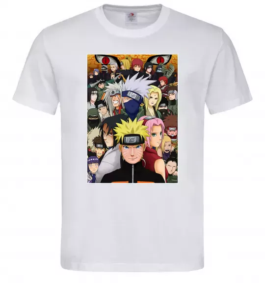 Чоловіча футболка Аніме Наруто персонажі Білий фото