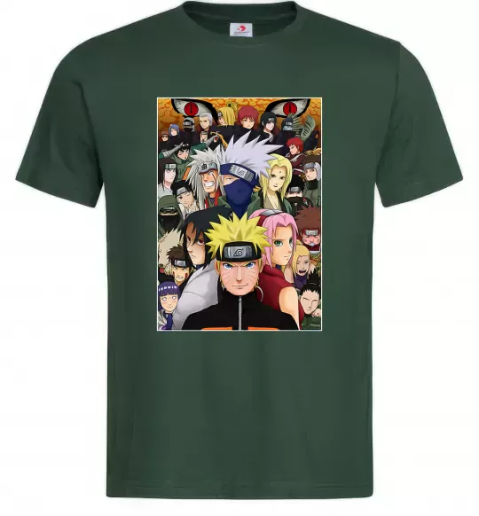 Чоловіча футболка Аніме Наруто персонажі Темно-зелений фото