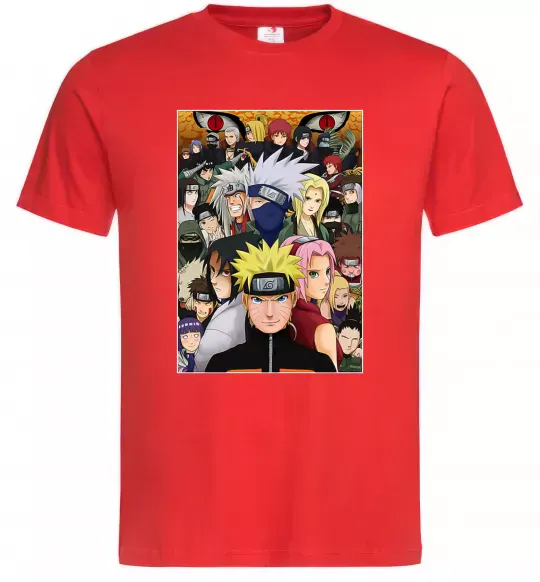 Чоловіча футболка Аніме Наруто персонажі Червоний фото
