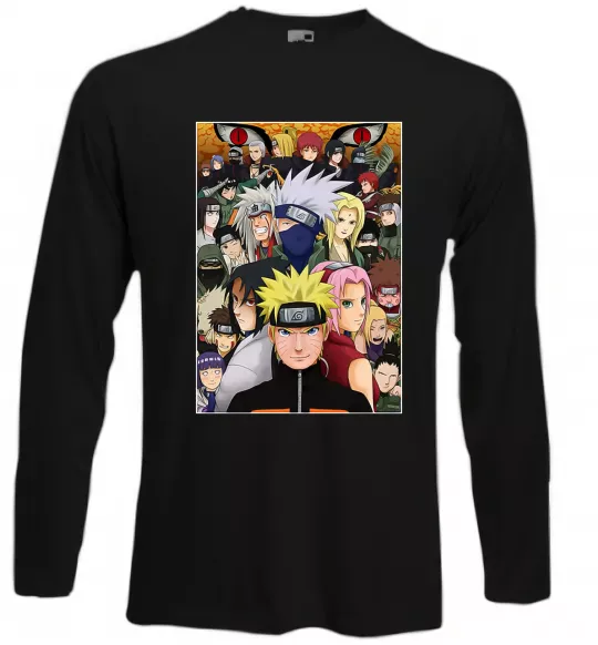 Лонгслив Аніме Наруто персонажі Черный фото