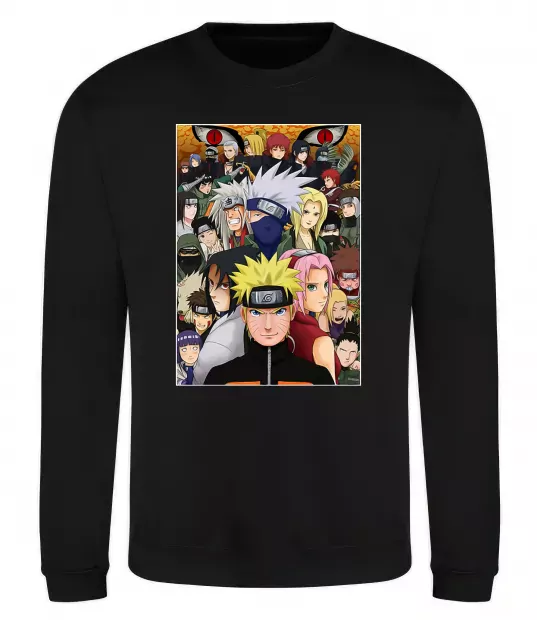 Свитшот Аніме Наруто персонажі Черный фото