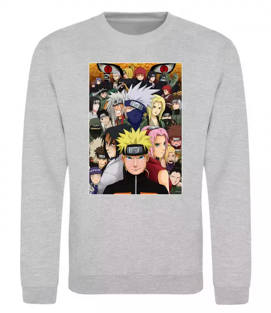 Свитшот Аніме Наруто персонажі Серый меланж фото