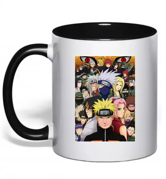 Чашка с цветной ручкой Аніме Наруто персонажі Черный фото