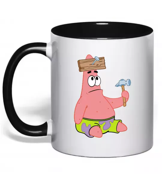 Чашка с цветной ручкой Патрік і цвяхи Черный фото