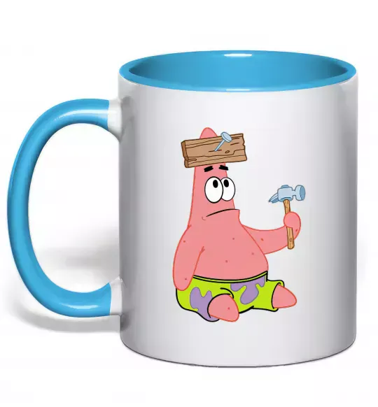 Чашка с цветной ручкой Патрік і цвяхи Голубой фото