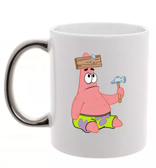 Чашка с цветной ручкой Патрік і цвяхи Серебро фото