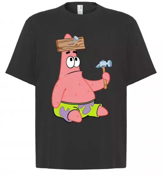 Футболка Оверсайз Патрік і цвяхи Чорний фото