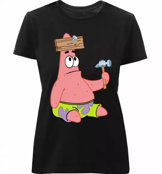 Женская премиум футболка Патрік і цвяхи Черный фото