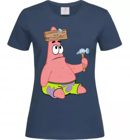 Жіноча футболка Патрік і цвяхи Темно-синій фото