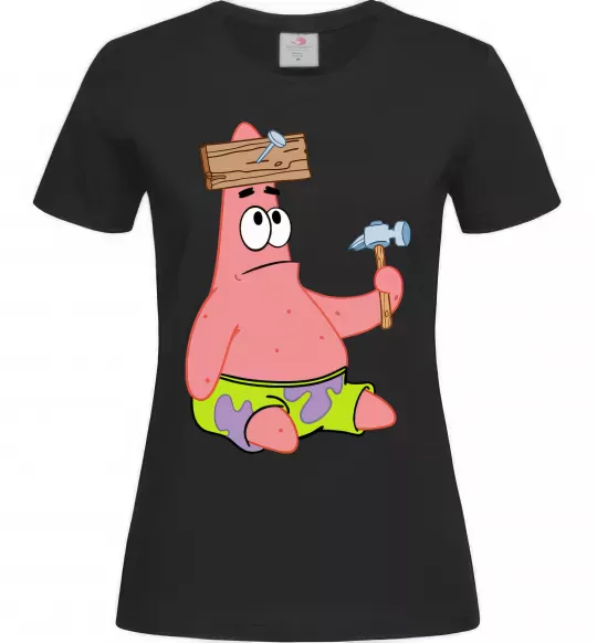 Жіноча футболка Патрік і цвяхи Чорний фото