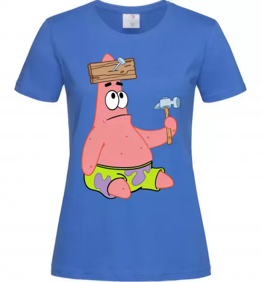 Жіноча футболка Патрік і цвяхи Яскраво-синій фото