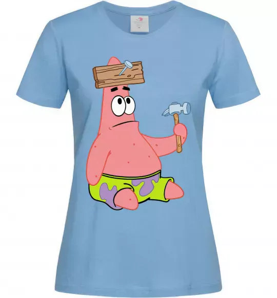 Жіноча футболка Патрік і цвяхи Блакитний фото