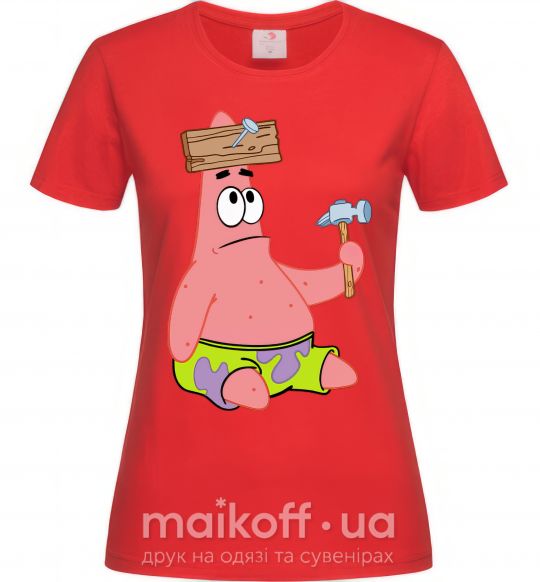 Жіноча футболка Патрік і цвяхи Червоний фото