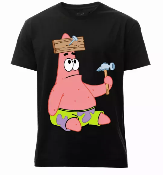 Мужская премиум футболка Патрік і цвяхи Черный фото