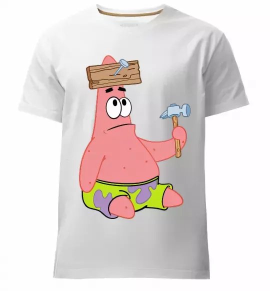 Мужская премиум футболка Патрік і цвяхи Белый фото