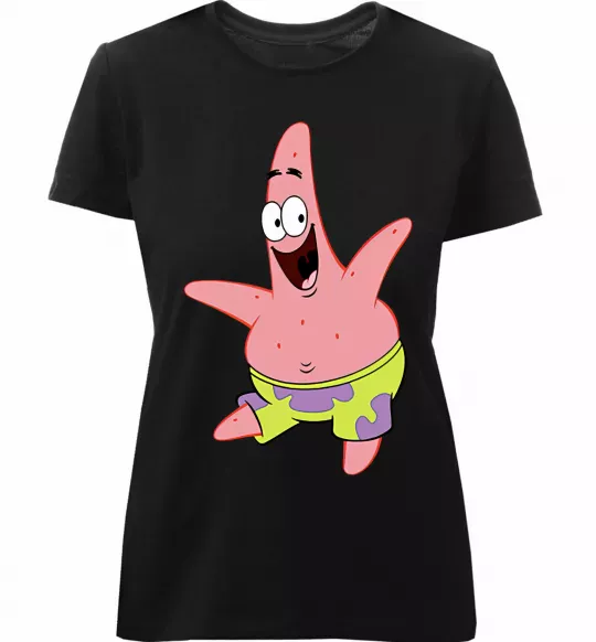 Жіноча преміум футболка Патрік танцює Чорний фото