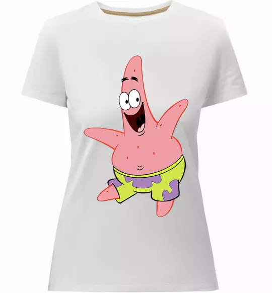 Жіноча преміум футболка Патрік танцює Білий фото