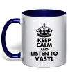 Чашка с цветной ручкой Listen to Vasyl Глубокий темно-синий фото