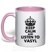 Чашка з кольоровою ручкою Listen to Vasyl Ніжно рожевий фото