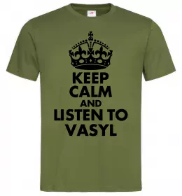 Мужская футболка Listen to Vasyl Оливковый фото
