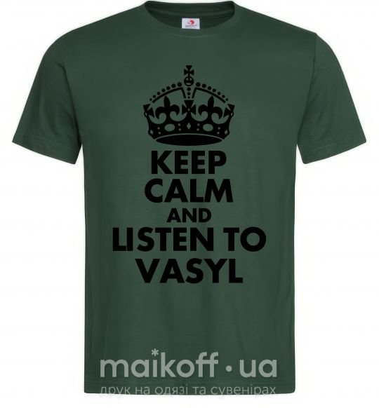 Чоловіча футболка Listen to Vasyl Темно-зелений фото