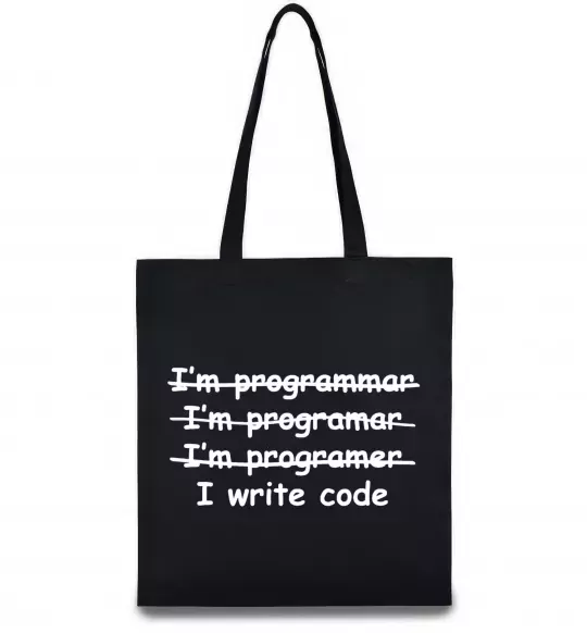 Еко-сумка I write code Чорний фото