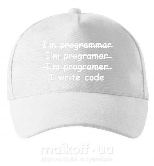 Кепка I write code Білий фото