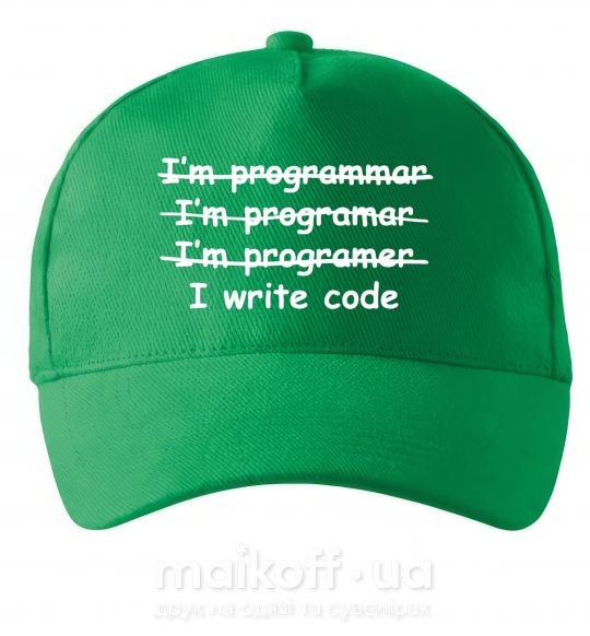 Кепка I write code Зелений фото