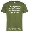 Мужская футболка I write code Оливковый фото