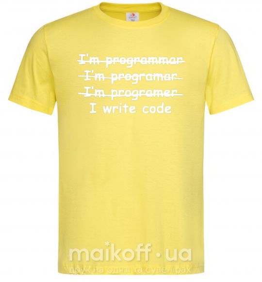 Чоловіча футболка I write code Лимонний фото