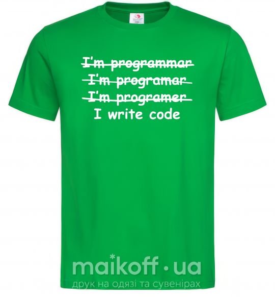 Мужская футболка I write code Зеленый фото