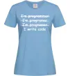 Жіноча футболка I write code Блакитний фото