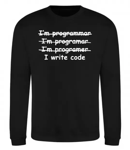 Світшот I write code Чорний фото
