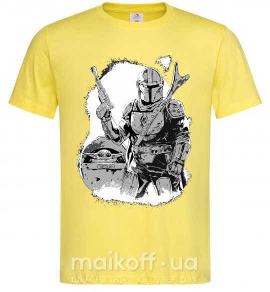 Мужская футболка Мандалорец и Йода Лимонный фото