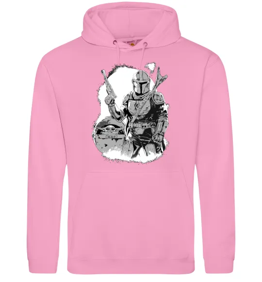 Чоловіча толстовка (худі) Мандалорець та Йода Рожевий фото